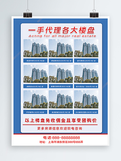 楼盘代理专用商务名片，彰显地产业务的专业性和权威性